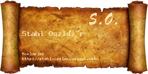 Stahl Oszlár névjegykártya